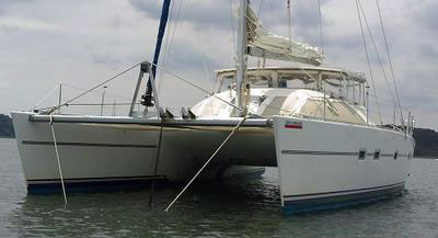 A Lagoon 42 cruising catamaran sailboat