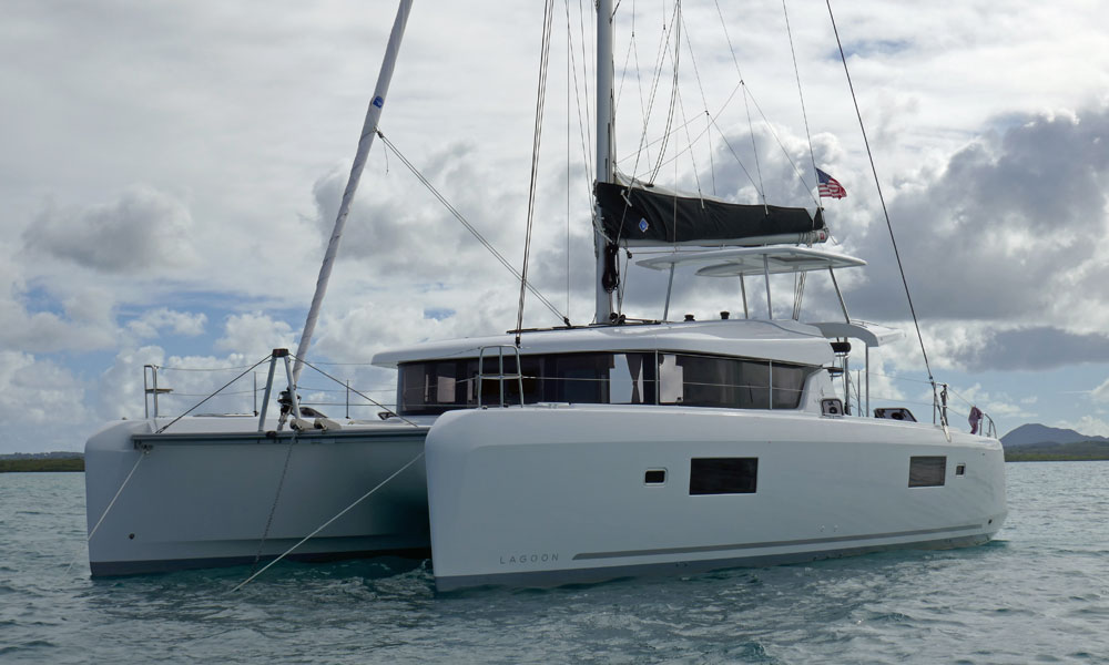 A Lagoon 42 Cruising catamaran, intended primarily for the charter market