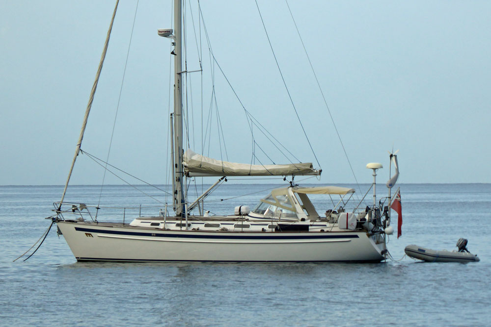 A Malo 40 sailboat at anchor