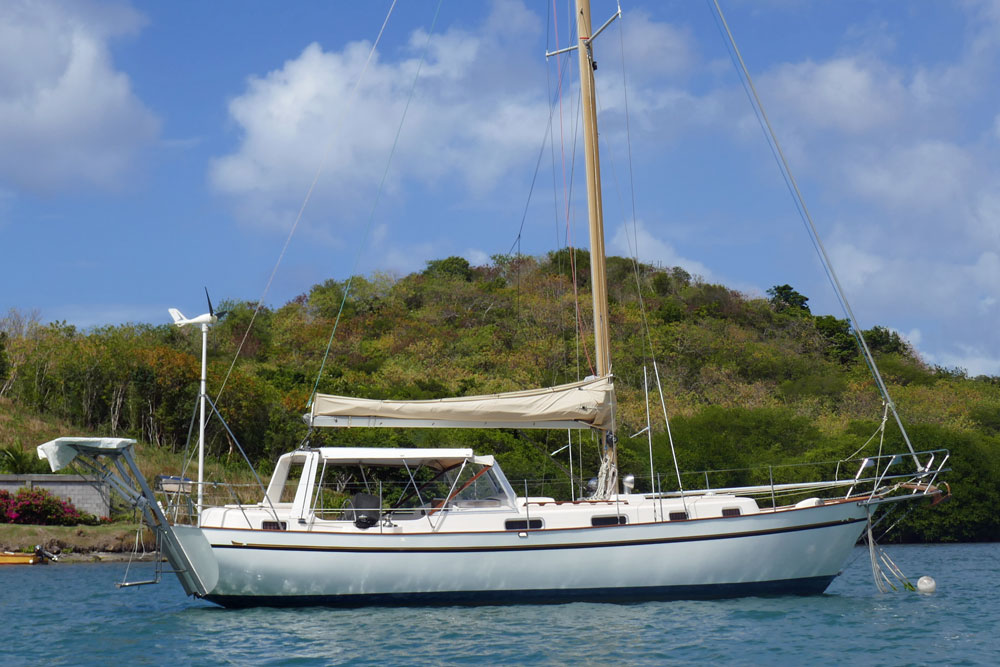 A Malo 50 on a mooring ball in Prickly Bay, Grenada, West Indies