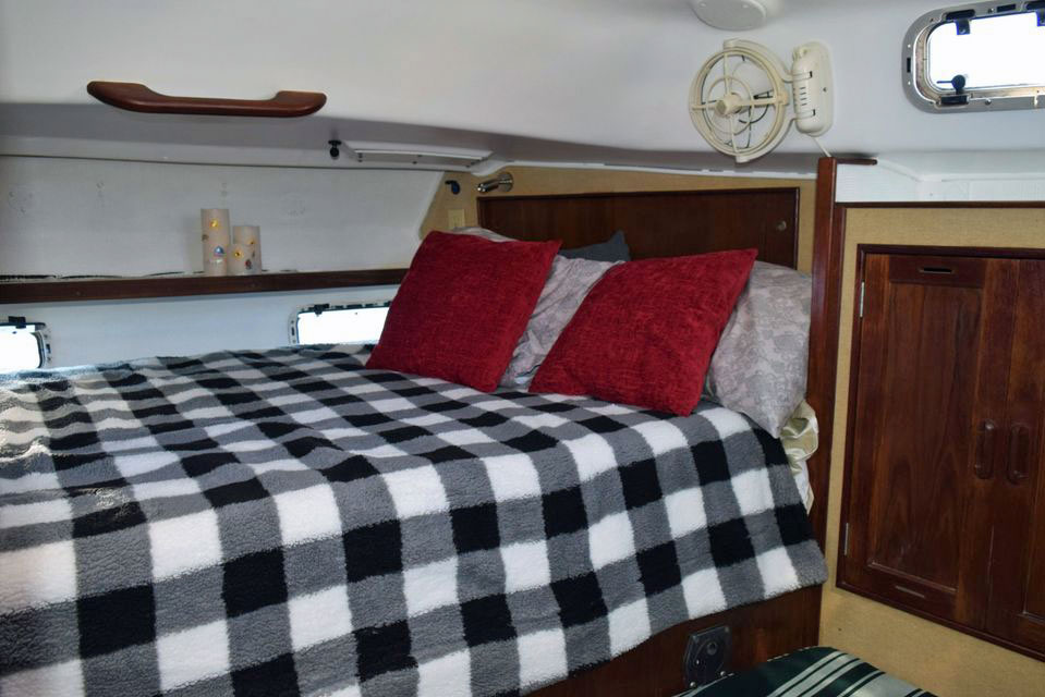 The double berth on 'Celebration' a Morgan Out Island 415 ketch