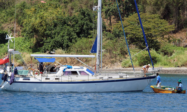 A Franchin 47 sailboat at anchor