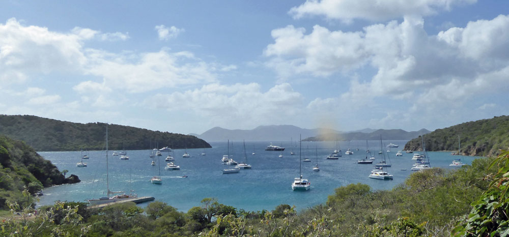 A popular anchorage, 'The Bight', on Norman Island in the BVIs