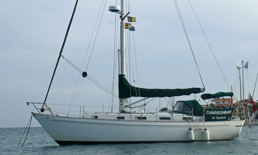 'Chardonnay', a Northshore Vancouver 36 at anchor in Prickly Bay, Grenada.