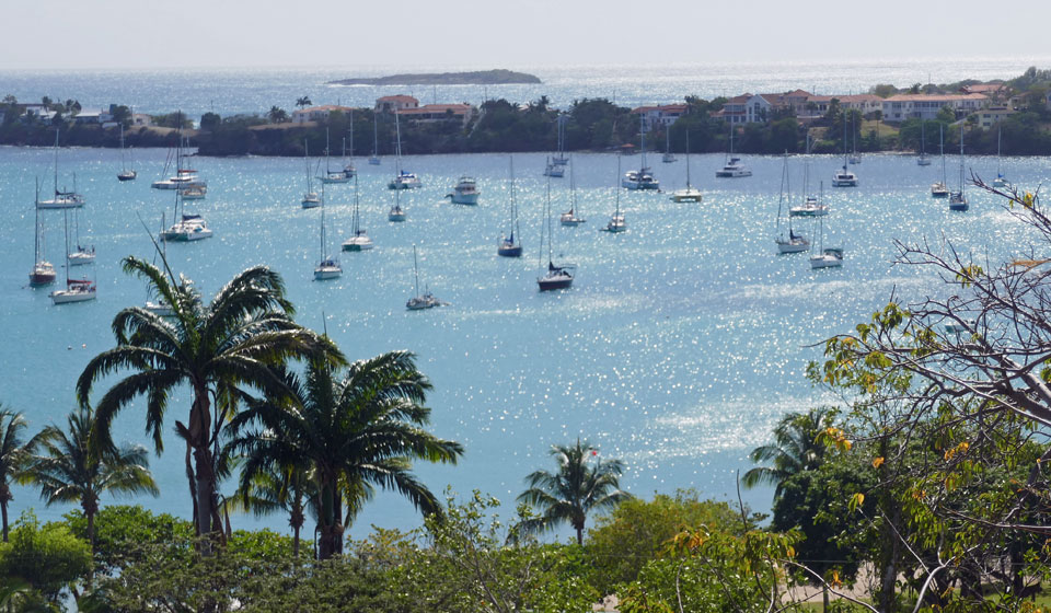 Prickly Bay, a popular anchorage in Grenada, West Indies.
