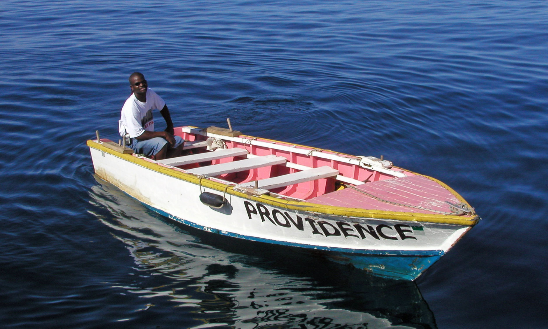 Martin Carriere and his boat 'Providence'