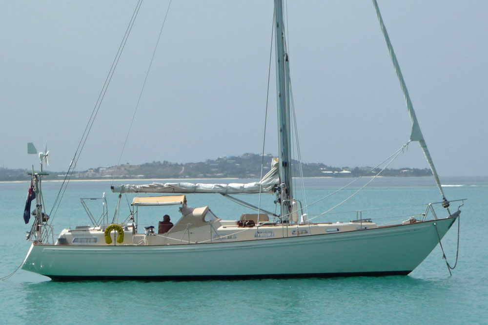 A Rival 41 centre-cockpit sailboat
