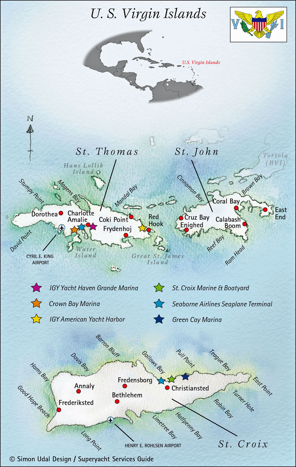 Map of the U.S. Virgin Islands (USVIs) in the Caribbean