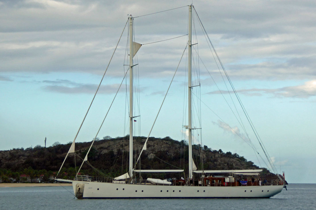 A two-masted schooner