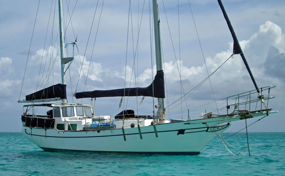 A Sea Wolf 40 sailboat at anchor