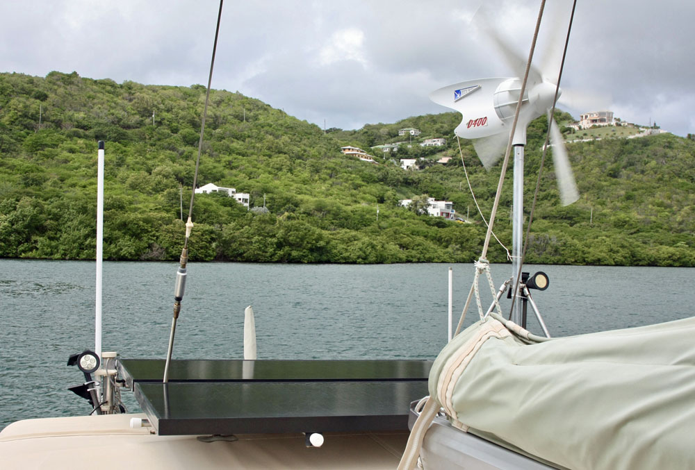 Power from the wind and sun on 'Second Spray', an Island Packet sailboat