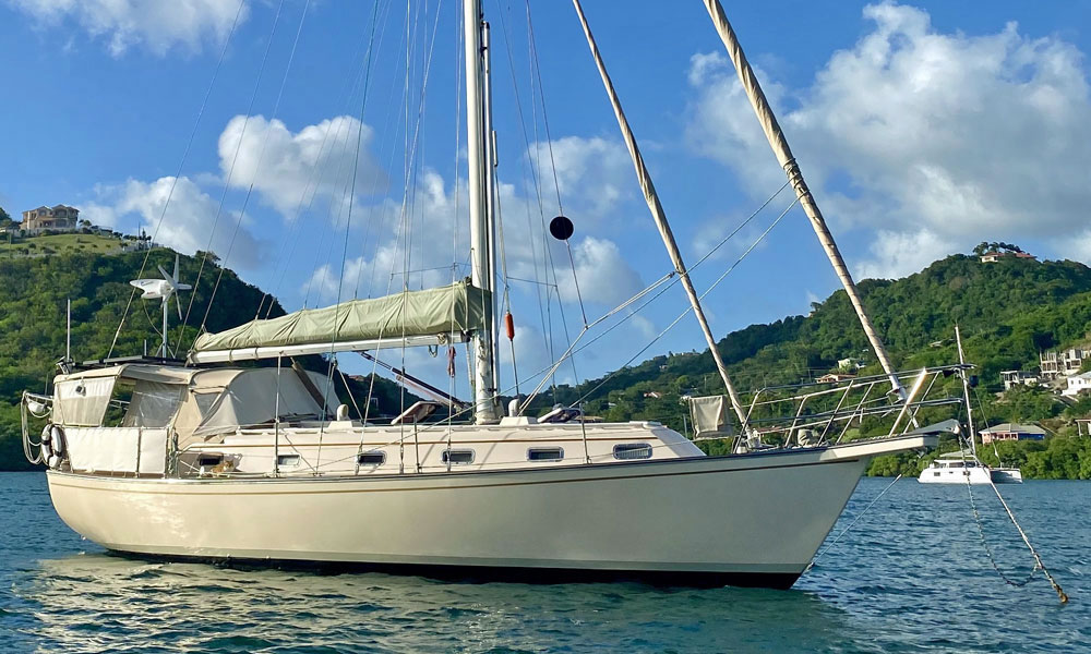 'Second Spray', an Island Packet sailboat at anchor