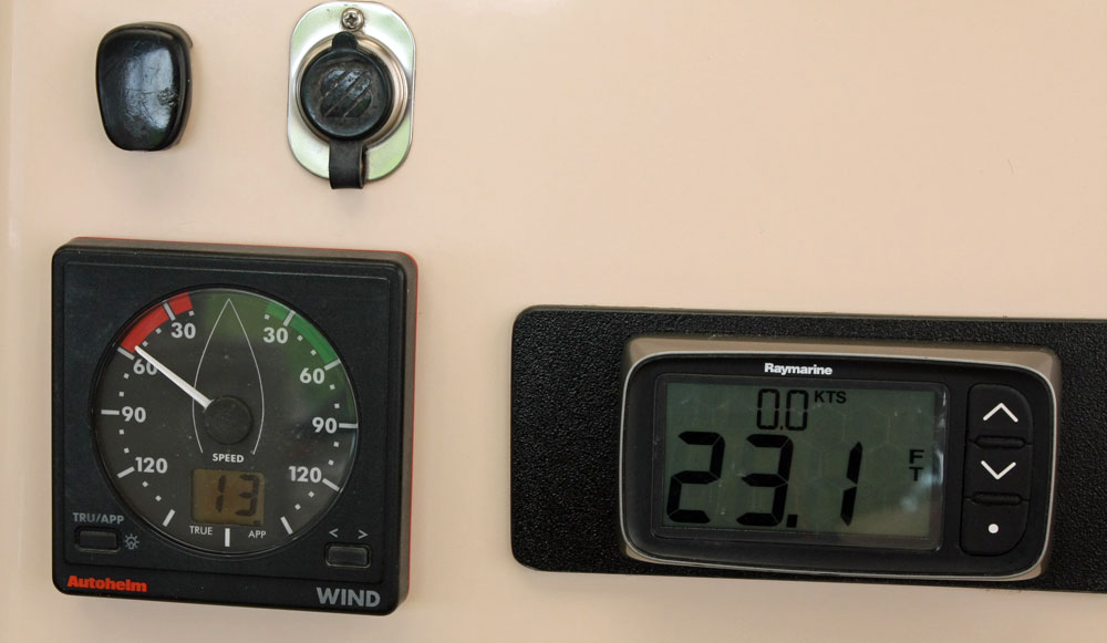 Cockpit instruments on a 40ft sailboat