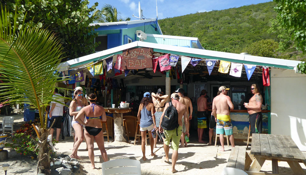 The Soggy Dollar Bar on Tortola, one of the BVIs in the Caribbean