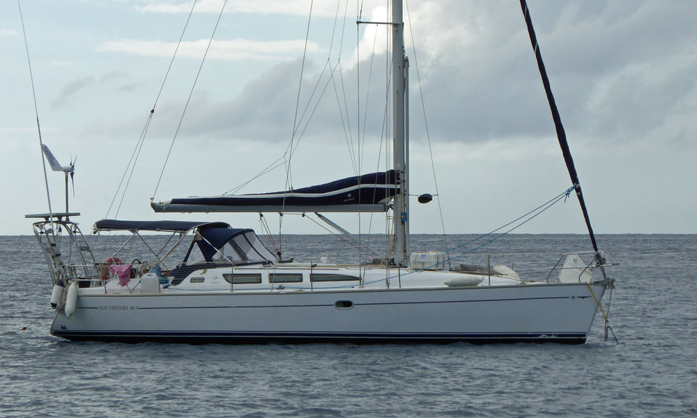 A Jeanneau 'Sun Odyssey' 40.3 sailboat at anchor