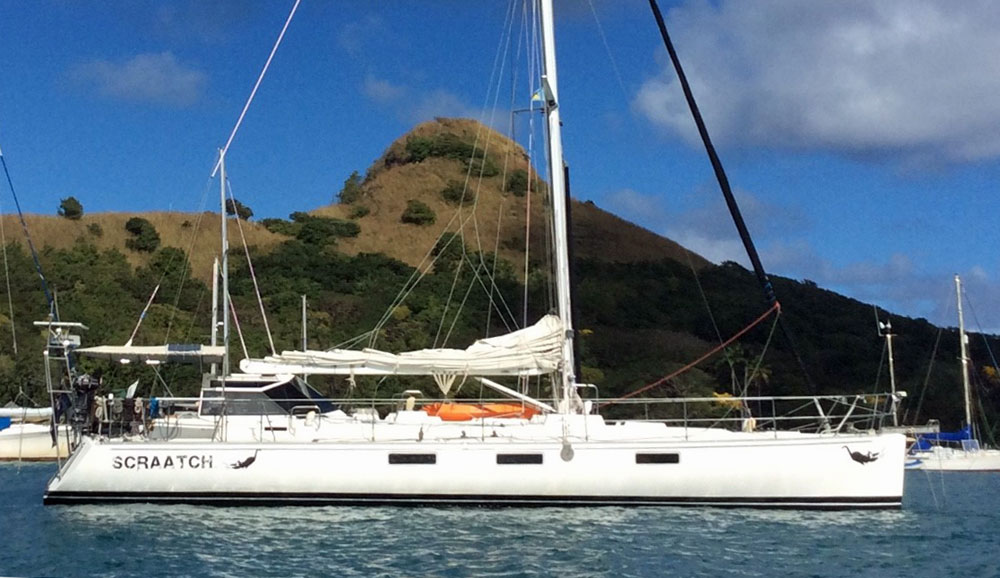 Sundeer 56, 'Scraatch' at anchor