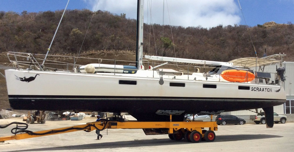 Sundeer 56, 'Scraatch' in boatyard