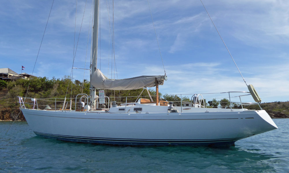 A Swan 43 sailboat at anchor