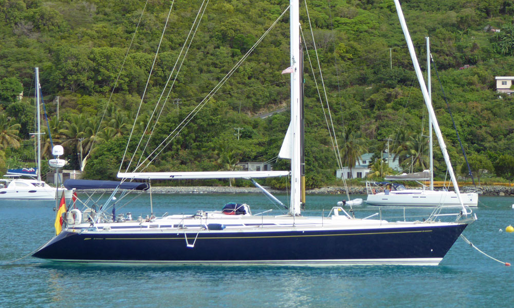 A Nautor Swan 51 sailboat at anchor