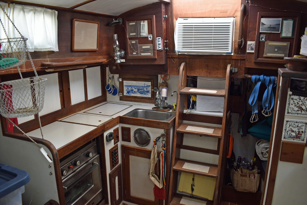 The galley in a Tartan 34C sailboat
