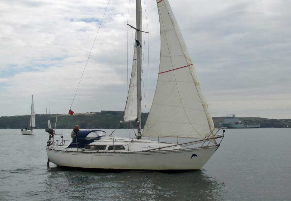 A Trapper 501 sailing in the River Tamar in Devon, UK
