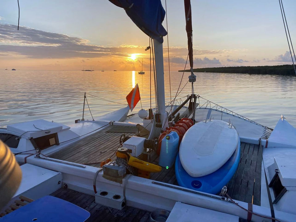 A Wharram Tiki 38 sees the sun come up