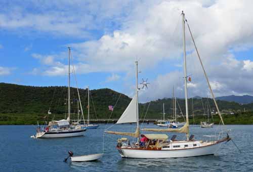 Allied Seawind cutter rigged ketch at Hog Island in Grenada