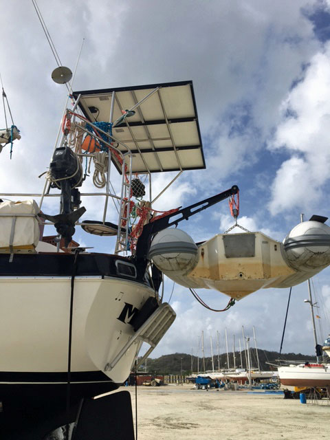 The stern of a Morgan 41 Classic sailboat, developed for cruising