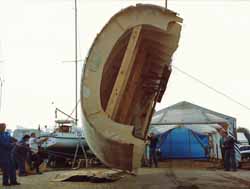 turning the cedar strip hull over for internal solution