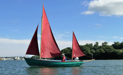 My Drascombe Lugger 'Skylark', sailing in the River Tamar. A excellent small sailboat, capable of being trailer-sailed and easily launched.
