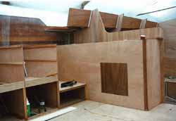 constructing the galley of a wooden boat