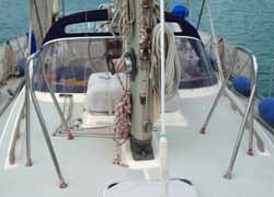 stainless steel granny bars on a sailboat