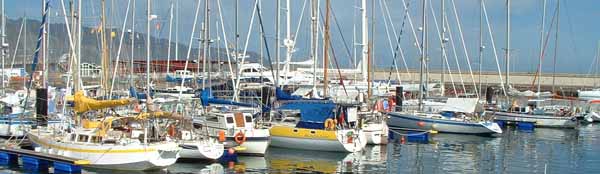 crowded marina at Santa Cruz de Tenerife in the Canary islands