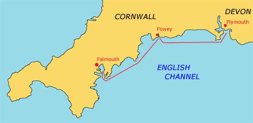 The first leg, Plymouth to Falmouth