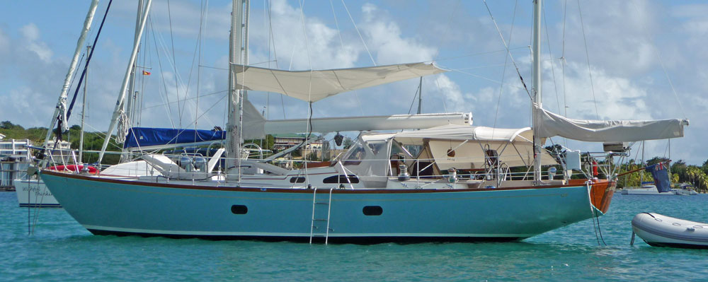 A bespoke rainwater catcher on this ketch