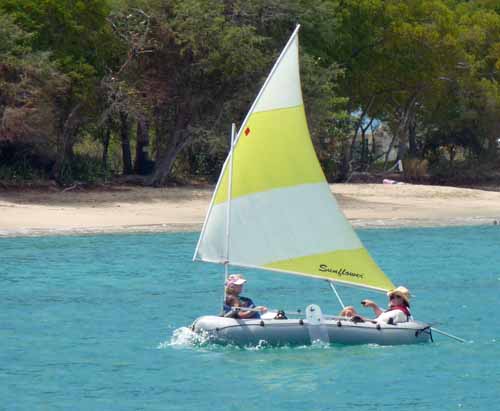 A sailing inflatable dinghy