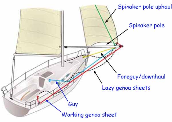 wing and wing rig for downwind sailing