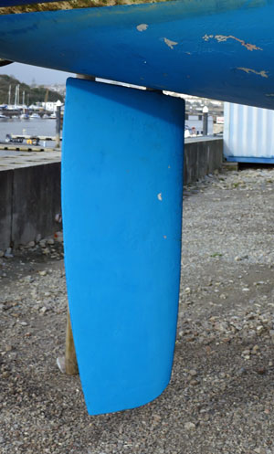 A Balanced Rudder on a sailboat.