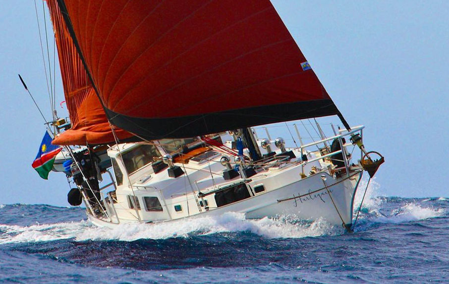 'Harlequin', a Dudley Dix Hout Bay 40 Sailboat underway