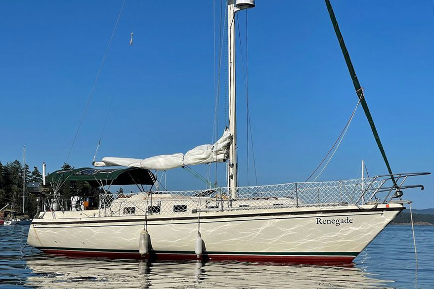 An Allmand 35 sailboat at anchor