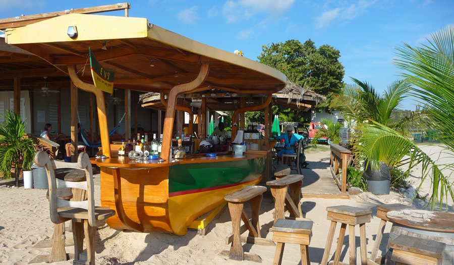 A beach bar in Anguilla, one of the Leeward Islands of the Caribbean