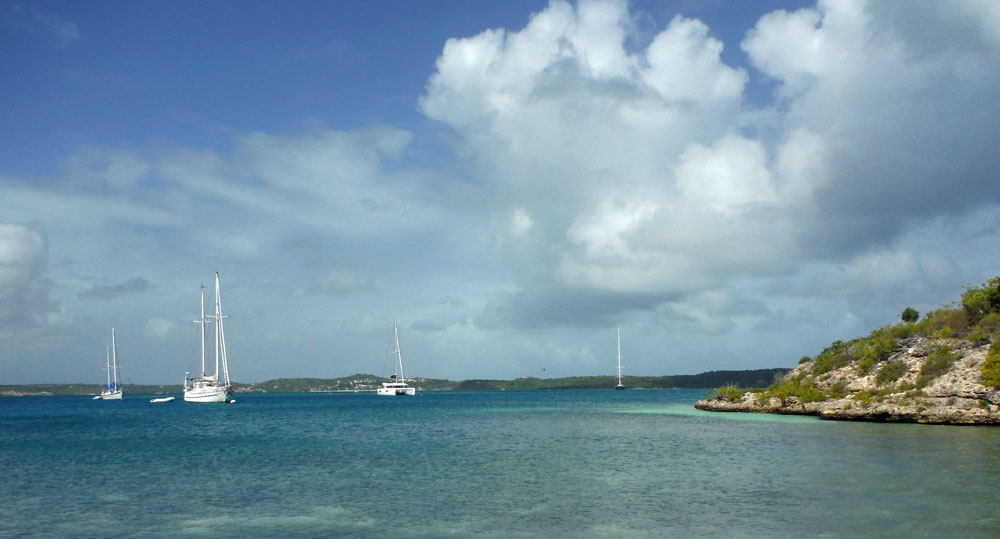 Yachts anchored in Nonsuch Bay, Antigua