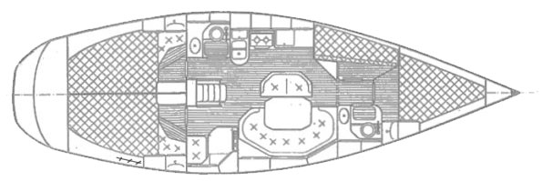 'Anna', a Bavaria 390 sailboat accommodation layout