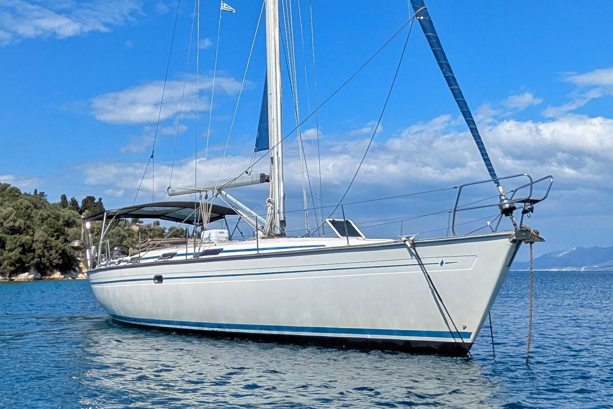 A Bavaria 47 at anchor