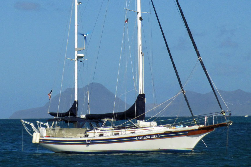 <i>'Island Girl'</i>, a Bayfield 40 sailboat anchored in Rodney Bay, St Lucia