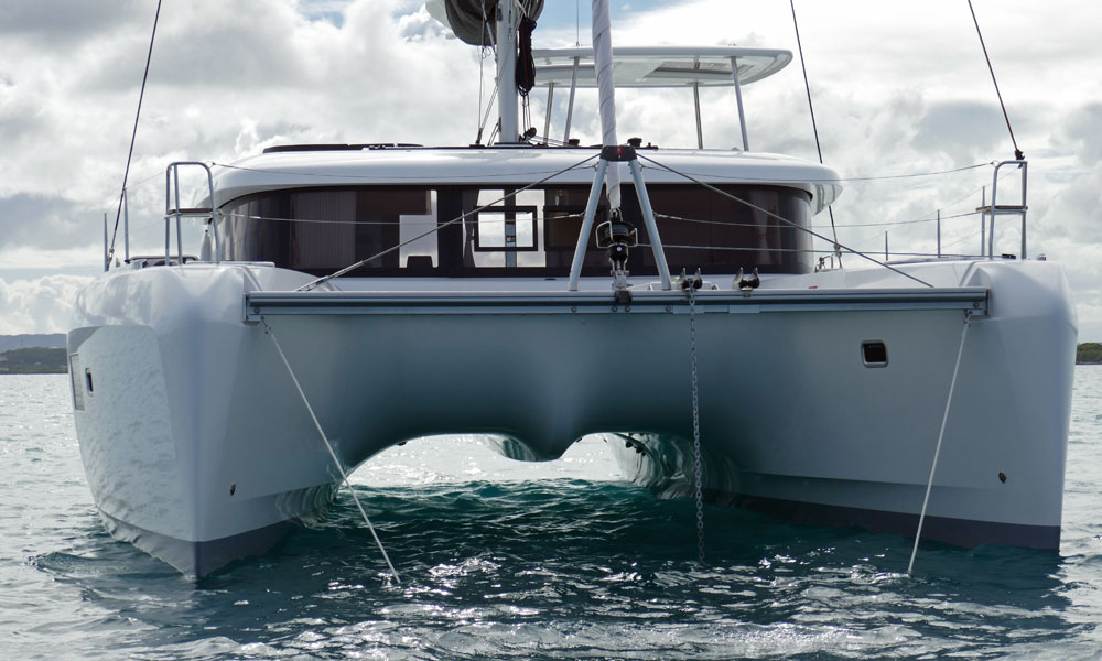 A Lagoon 42 cruising catamaran at anchor