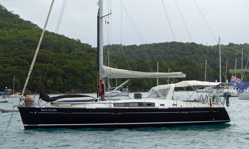 A Beneteau 46 sailboat at anchor