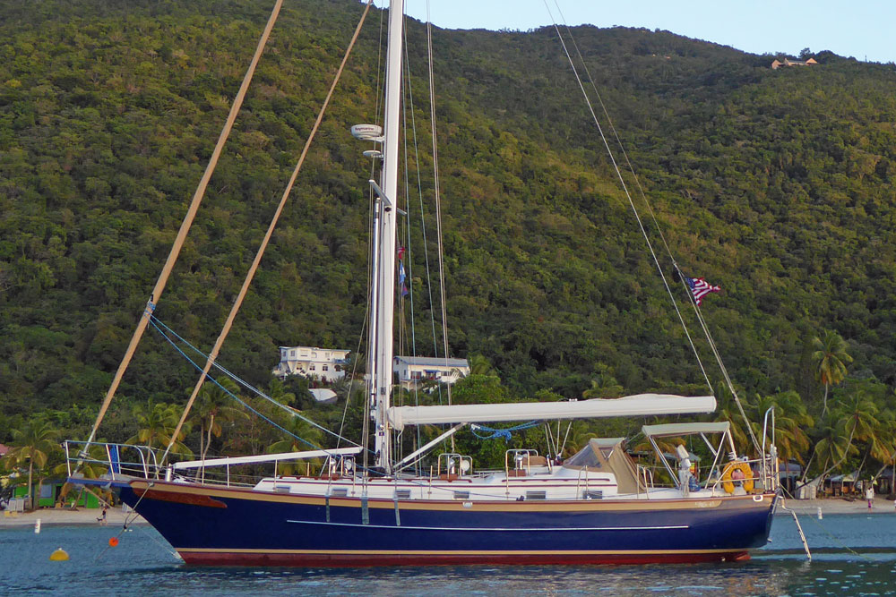 A Cabo Rico 45 sailboat at anchor