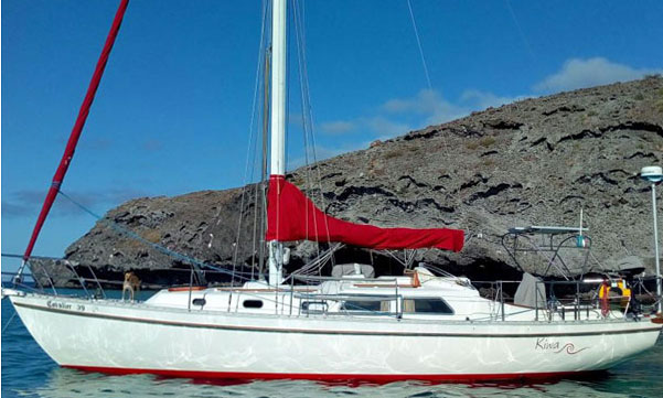 A Cavalier 39 sailboat at anchor