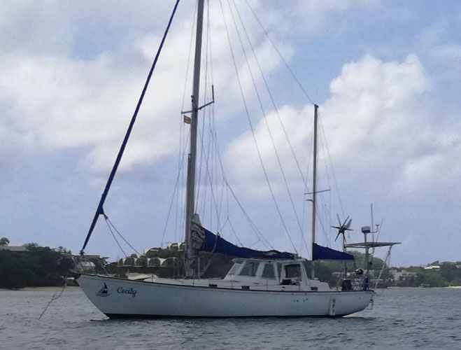 Cecily at anchor